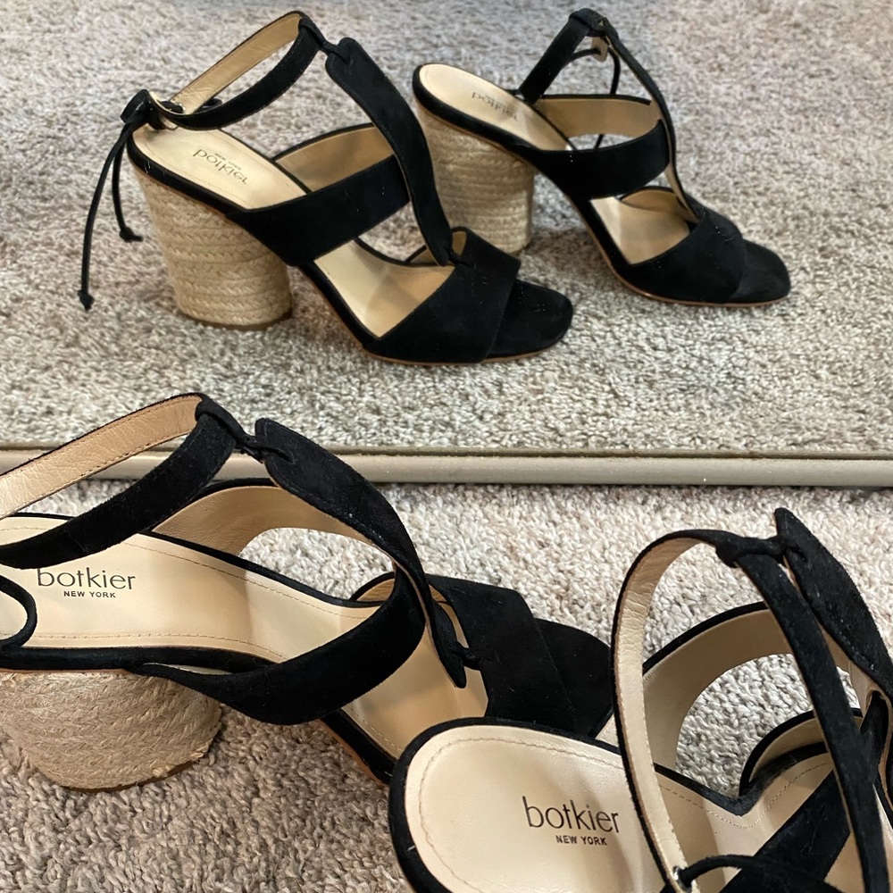 Black suede heels.
